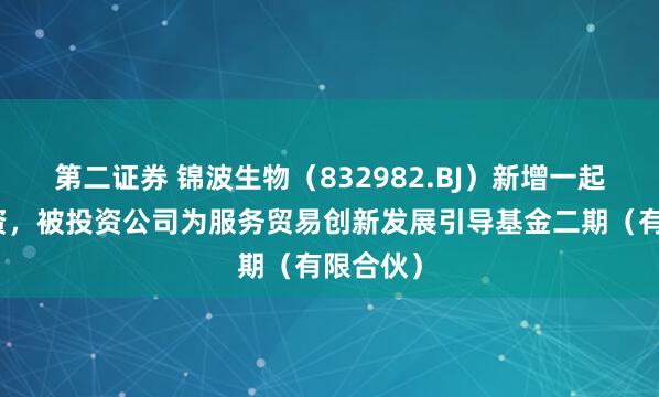 第二证券 锦波生物（832982.BJ）新增一起对外投资，被投资公司为服务贸易创新发展引导基金二期（有限合伙）