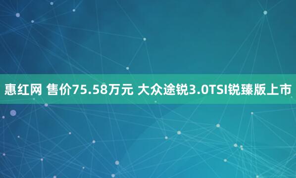 惠红网 售价75.58万元 大众途锐3.0TSI锐臻版上市